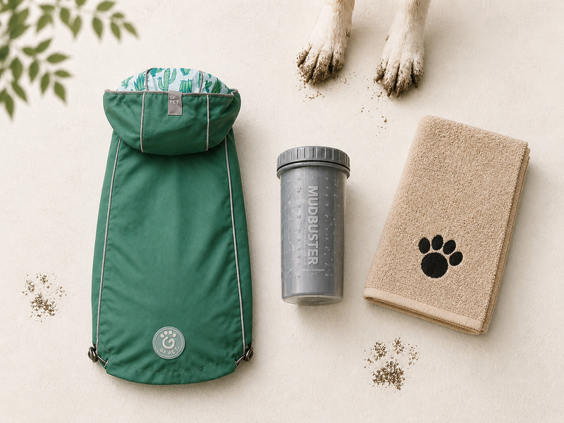 Odin’s Rain Kit (B) - Dog Raincoat, Paw Washer & Towel Bundle